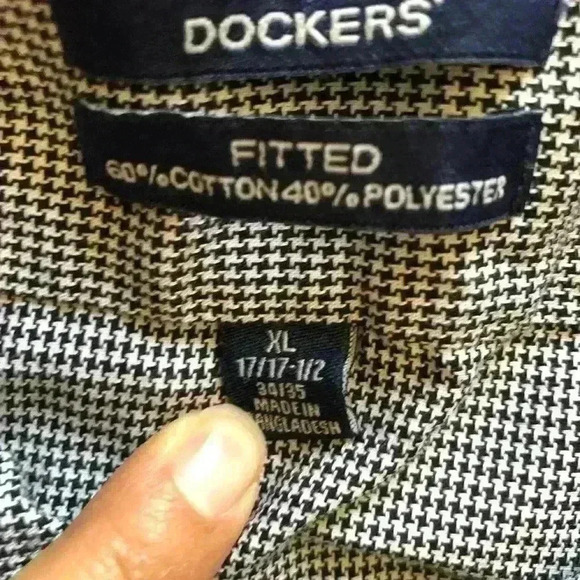 Dockers black white plaid long sleeve button down shirt mens XL - Picture 6 of 7